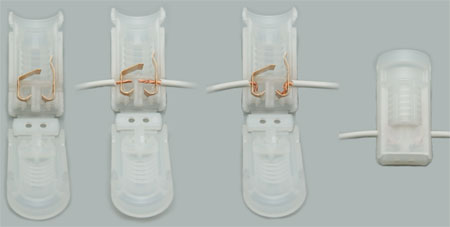 Kabel in Fassung aus Kunststoff E10 einsetzten